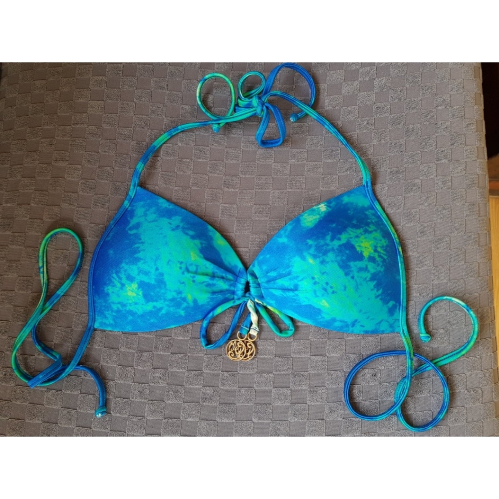 Luli Fama Luxury String Bikini Top Molded Cups XS